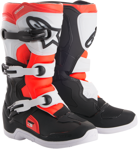 Alpinestars Tech 3S Boots - Black/White/Fluorescent Red