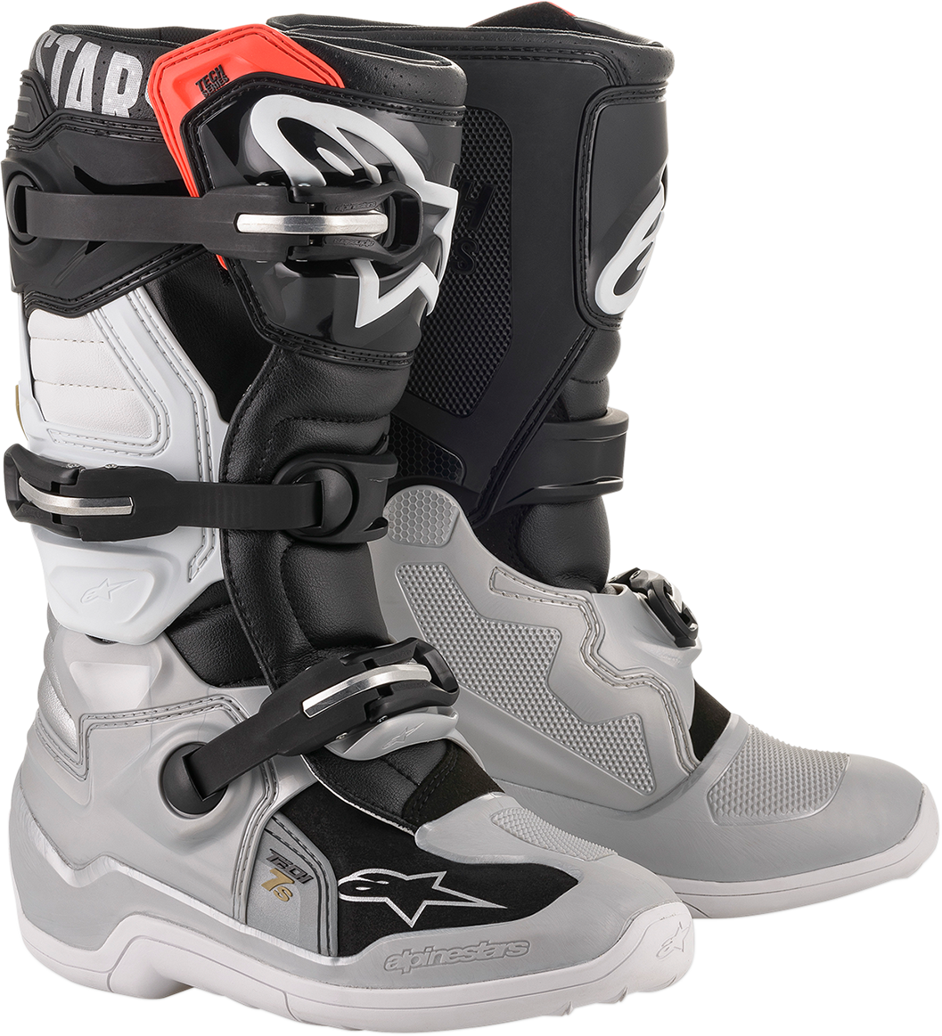 Alpinestars Youth Tech 7S Boots - Black/Silver/White/Gold