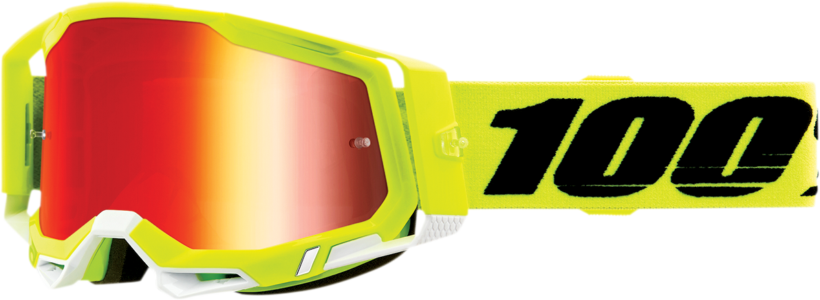 100% Racecraft 2 Goggle - Fluo Yellow - Red Mirror Lens 50010-00004