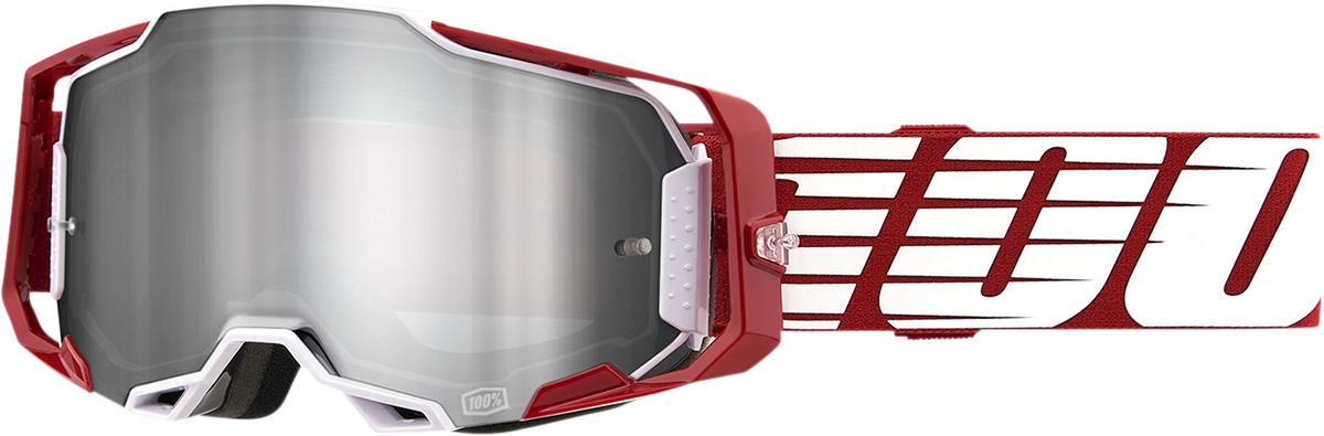 100% Armega Goggle - Oversized Deep Red - Flash Silver Mirror Lens 50005-00009