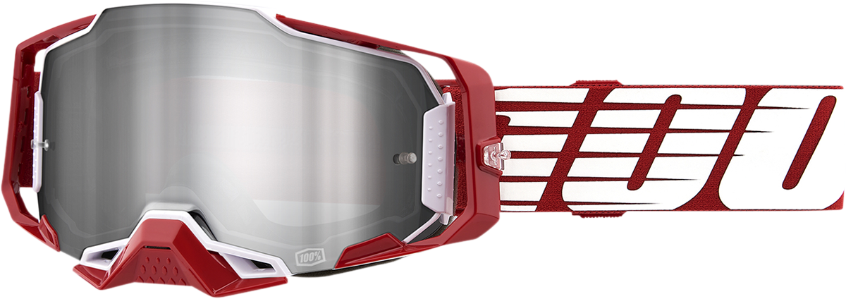100% Armega Goggle - Oversized Deep Red - Flash Silver Mirror Lens 50005-00009