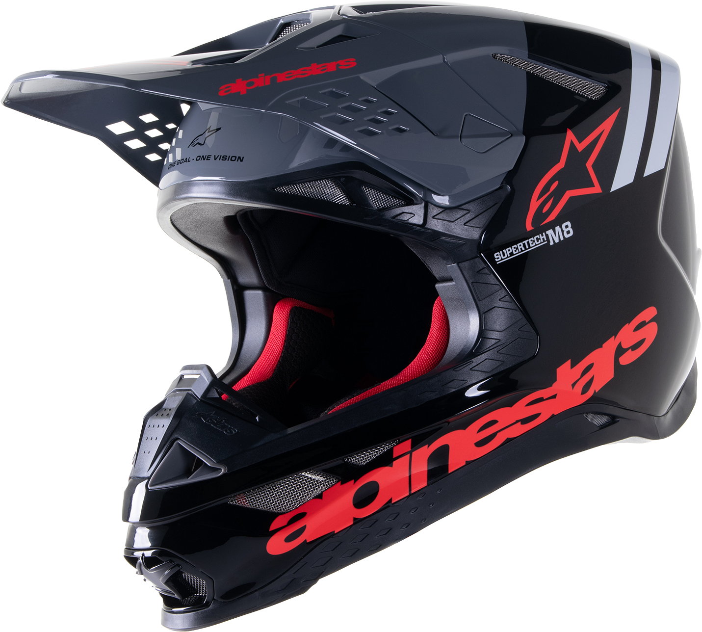 ALPINESTARS Supertech M8 Helmet - Radium 2 - MIPS? - Gloss Black/Neon Red - Large 8301523-1397-LG