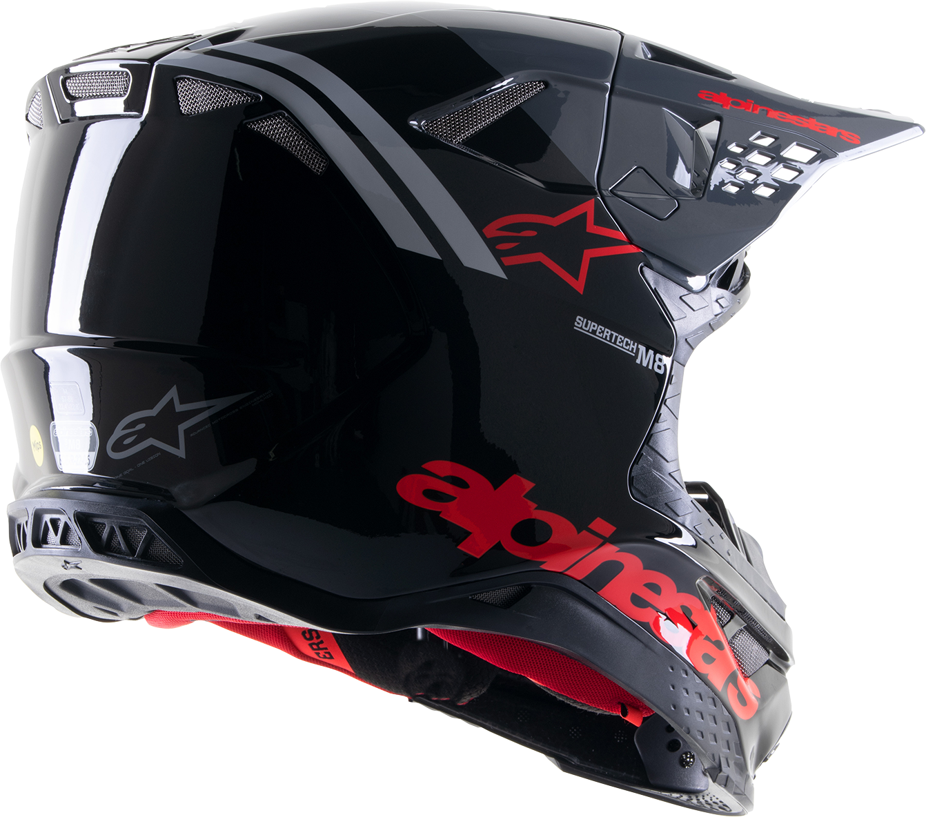 ALPINESTARS Supertech M8 Helmet - Radium 2 - MIPS? - Gloss Black/Neon Red - Large 8301523-1397-LG