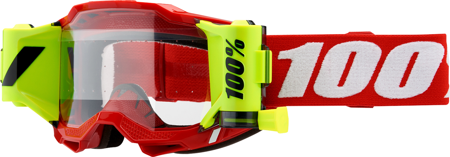 100% Accuri 2 Forecast Goggle - Roll-Off - Neon Red - Clear Lens 50017-00004