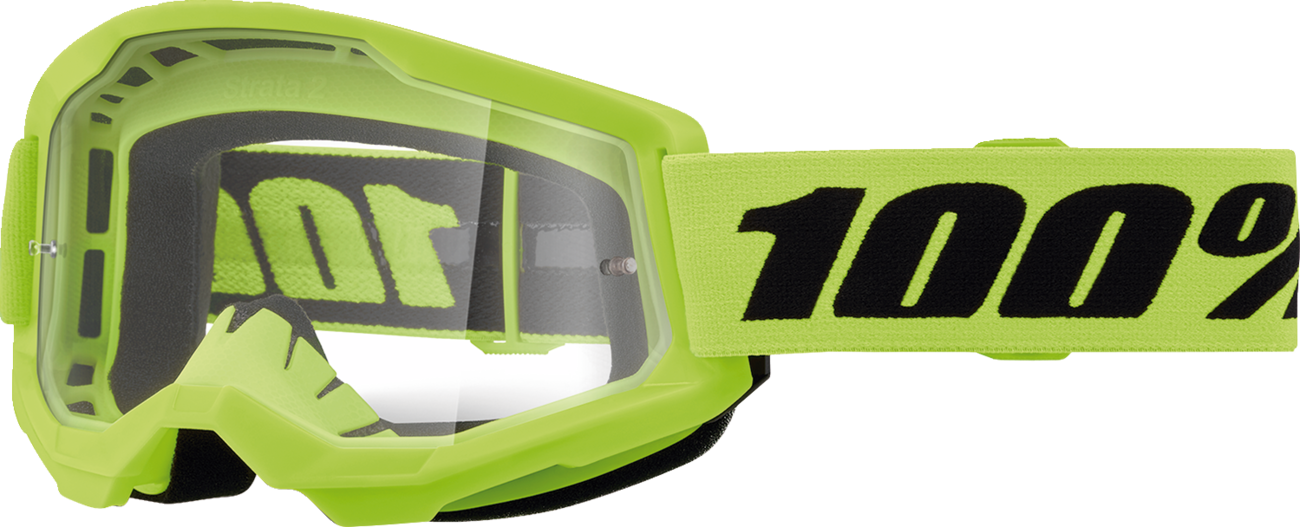 100% Strata 2 Junior Goggle - Neon Yellow - Clear 50031-00010