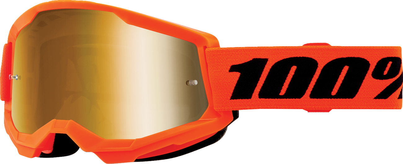100% Strata 2 Junior Goggle - Neon Orange - Gold Mirror 50032-00009