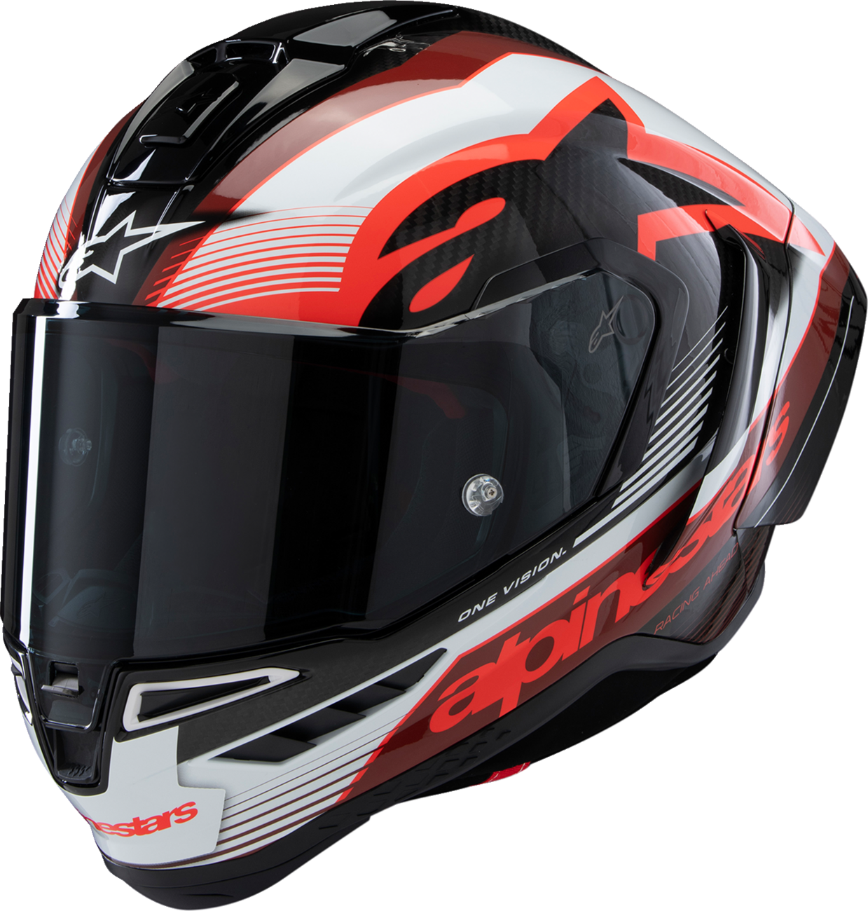 ALPINESTARS Supertech R10 Helmet - Team - Black/Carbon Red/Gloss White - Small 8200224-1352-S
