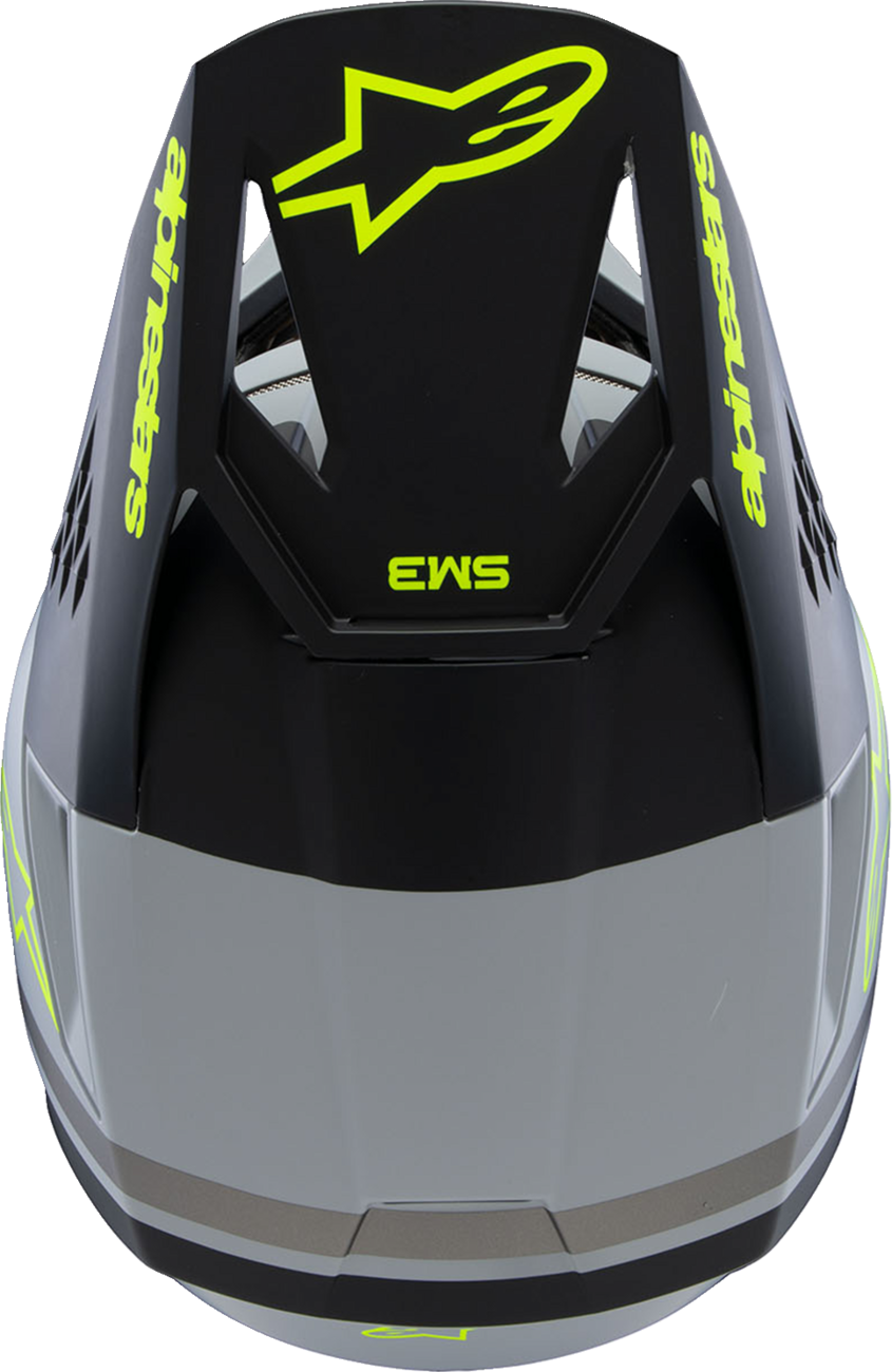 ALPINESTARS Youth SM3 Helmet - Radium - Matte Gray/Black/Yellow Fluo - Large 8301825-9510-YL