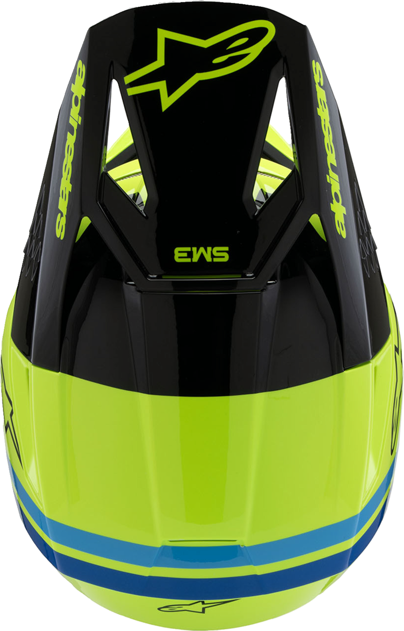 ALPINESTARS Youth SM3 Helmet - Radium - Gloss Yellow Fluo/Black/Blue - Medium 8301825-5017-YM