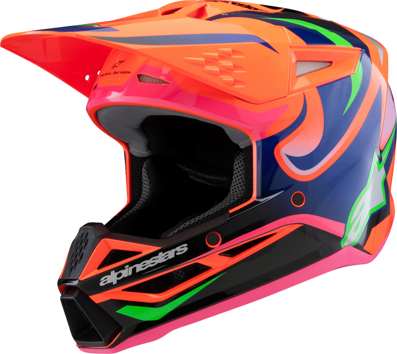 ALPINESTARS Youth SM3 Helmet - Deegan - Gloss Orange Fluo/Purple/Pink Fluo - Medium 8301425-433-YM