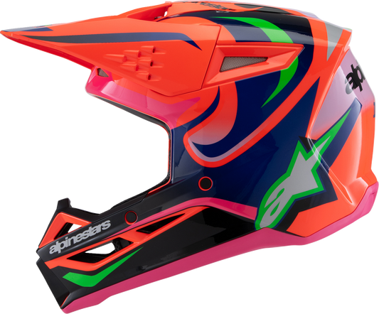 Alpinestars Youth SM3 Helmet - Deegan - Gloss Orange Fluo/Purple/Pink Fluo