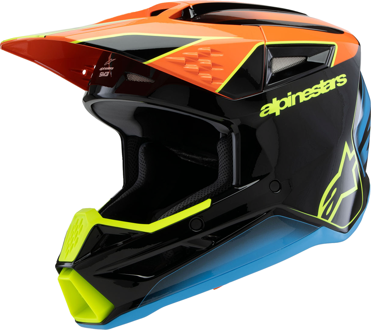 ALPINESTARS Youth SM3 Helmet - Fray - Gloss Black/Orange/Yellow Fluo - Large 8301625-1455-YL