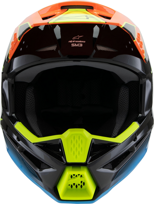 Alpinestars Youth SM3 Helmet - Fray - Gloss Black/Orange/Yellow Fluo