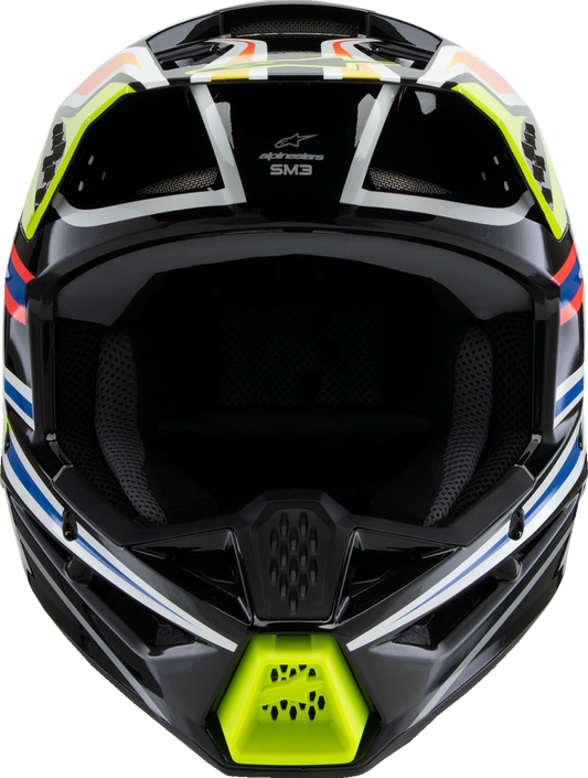 ALPINESTARS Youth SM3 Helmet - Wurx - Gloss Black/Yellow Fluo/Blue/Red Medium 8302025-1574-YM