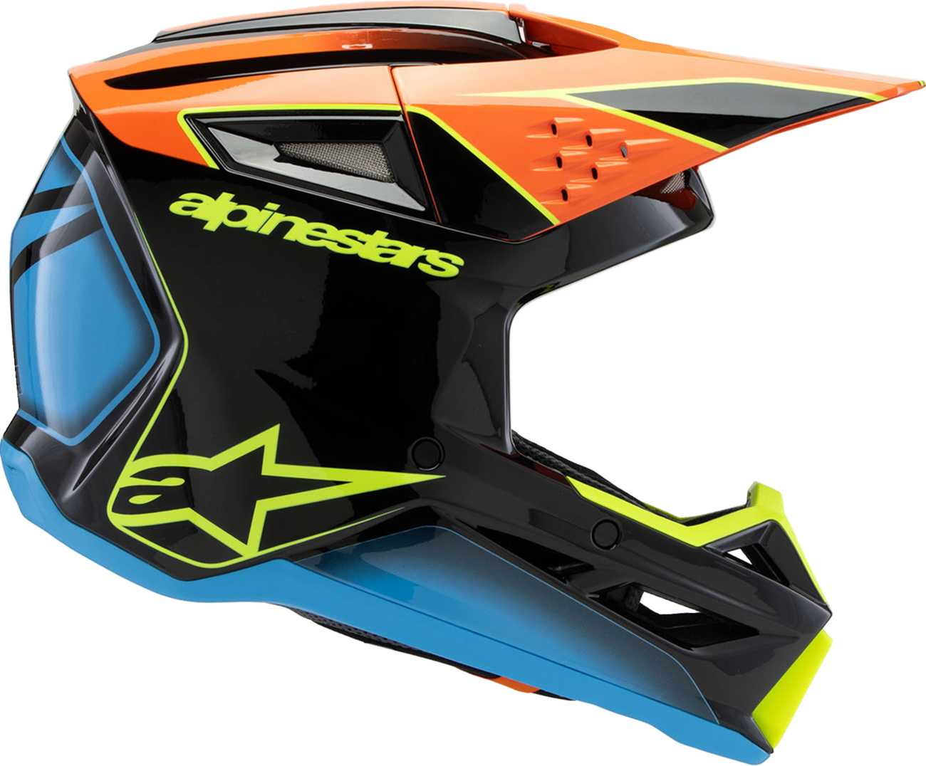 ALPINESTARS Youth SM3 Helmet - Fray - Gloss Black/Orange/Yellow Fluo - Large 8301625-1455-YL