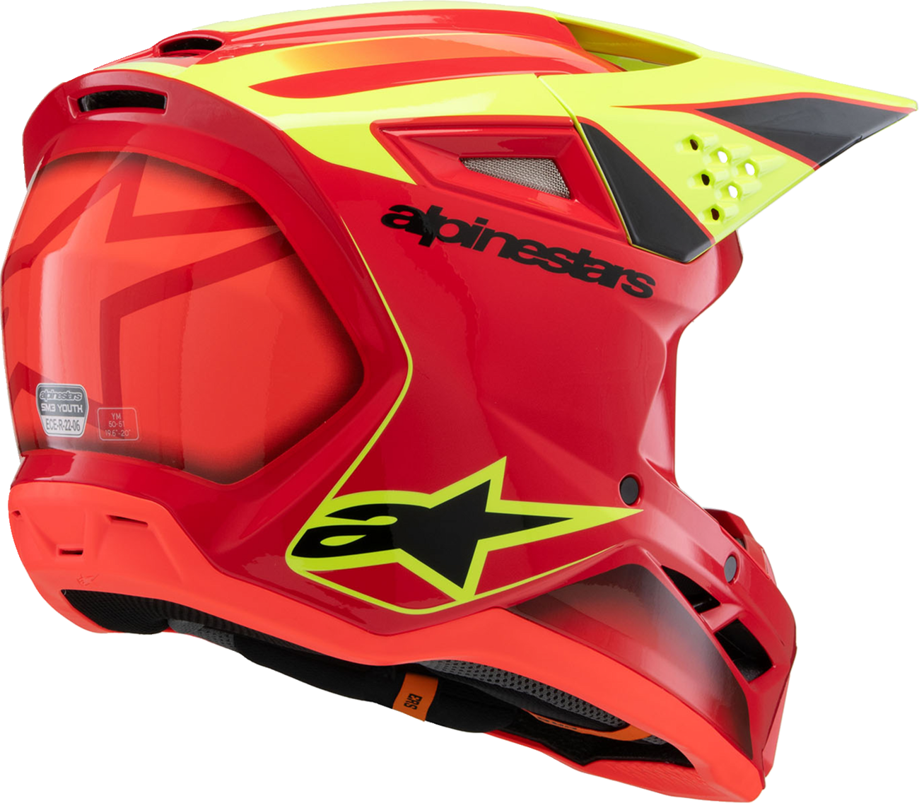 ALPINESTARS Youth SM3 Helmet - Fray - Gloss Red/Yellow Fluo/Black - Small 8301625-3051-YS