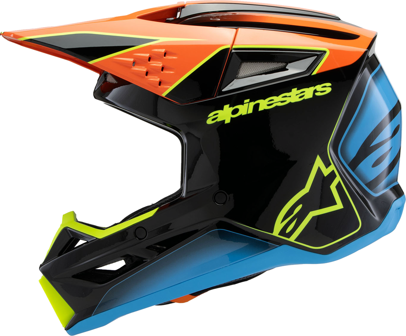 ALPINESTARS Youth SM3 Helmet - Fray - Gloss Black/Orange/Yellow Fluo - Medium 8301625-1455-YM