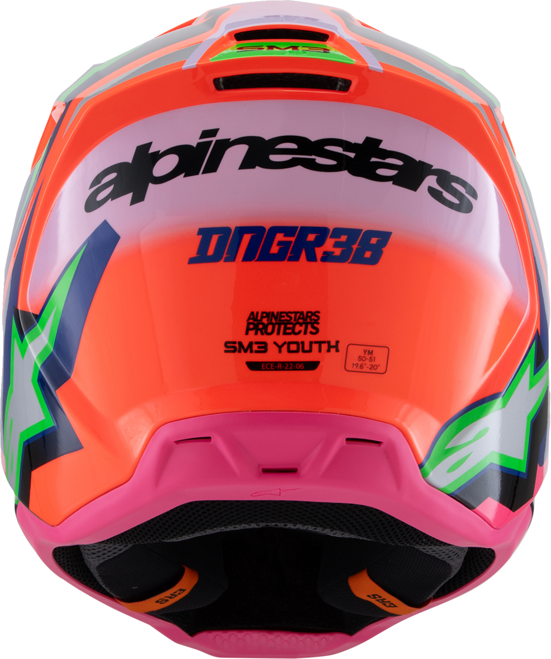 ALPINESTARS Youth SM3 Helmet - Deegan - Gloss Orange Fluo/Purple/Pink Fluo - Medium 8301425-433-YM