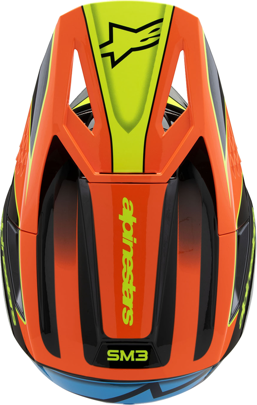 ALPINESTARS Youth SM3 Helmet - Fray - Gloss Black/Orange/Yellow Fluo - Large 8301625-1455-YL