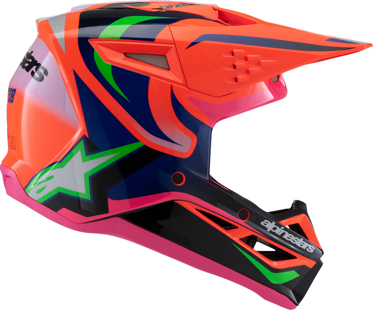 ALPINESTARS Youth SM3 Helmet - Deegan - Gloss Orange Fluo/Purple/Pink Fluo - Medium 8301425-433-YM