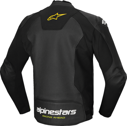 Alpinestars Faster v3 Airflow Leather Jacket - Black/White/Yellow Fluo