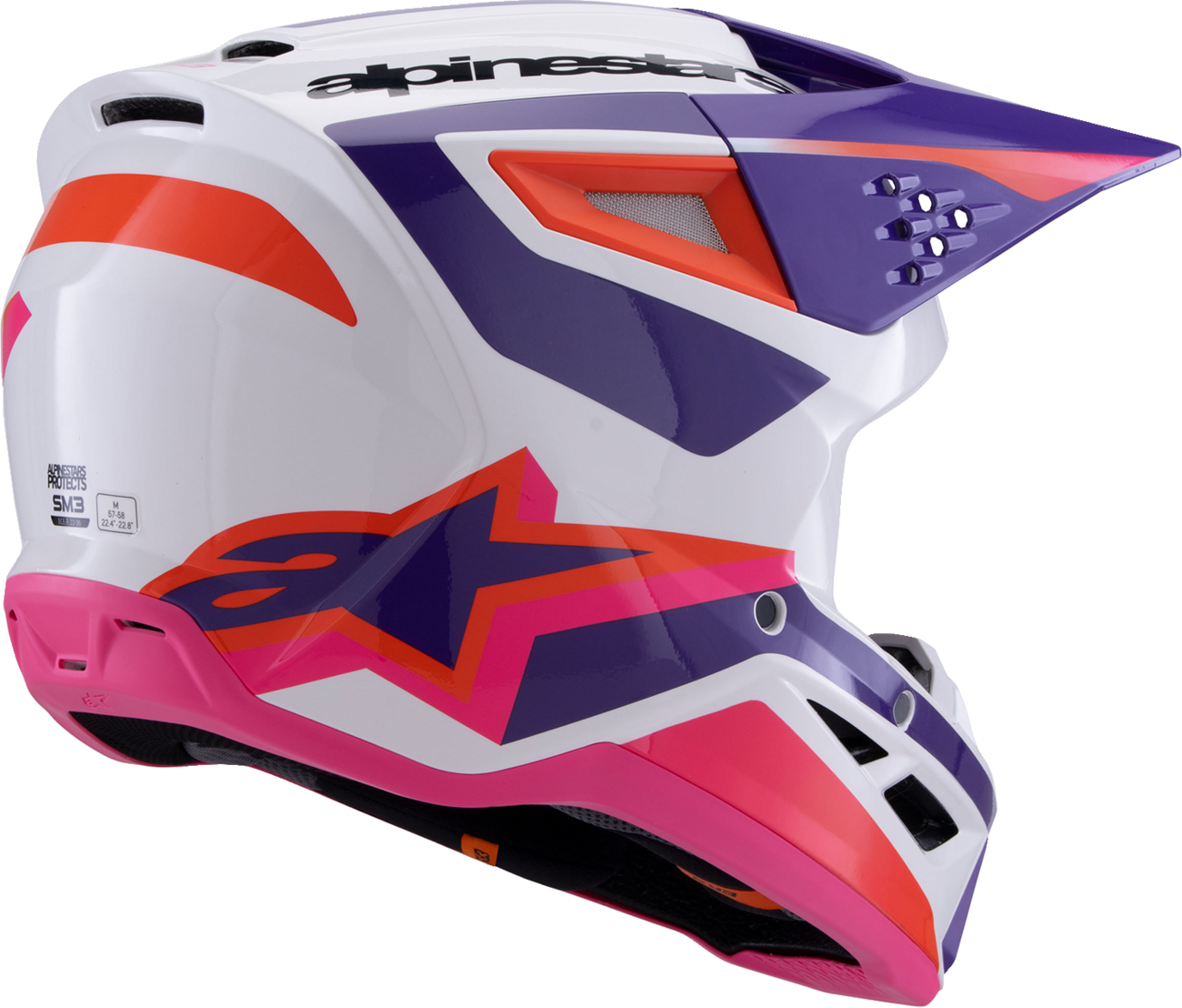 ALPINESTARS SM3 Helmet - Heat - Gloss White/Purple/Pink - Small 8301026-2052-S