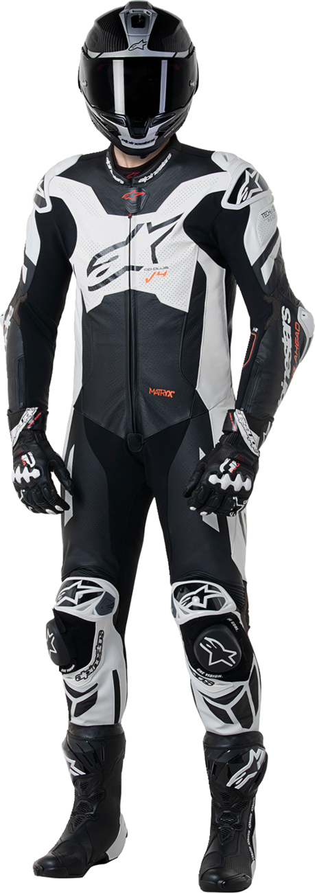 ALPINESTARS GP Plus v4 Sprint 1-Piece Leather Suit - Black/Red Fluo/White - US 46 / EU 56 3150225-1231-56