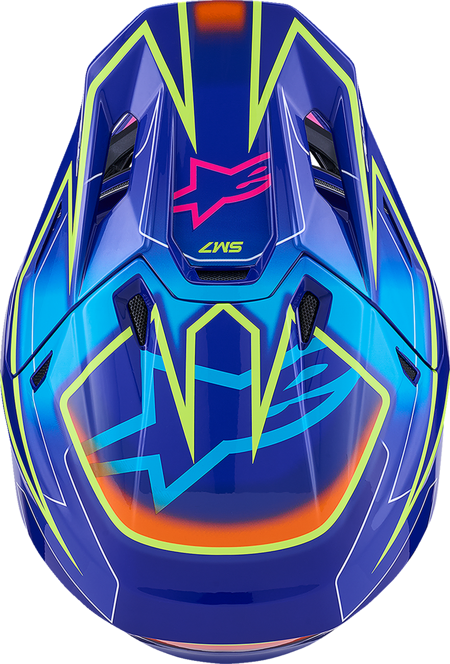 ALPINESTARS SM7 Helmet - Cast - Gloss/Blue/Pink/Yellow Fluo - Small 8302626-7254-S