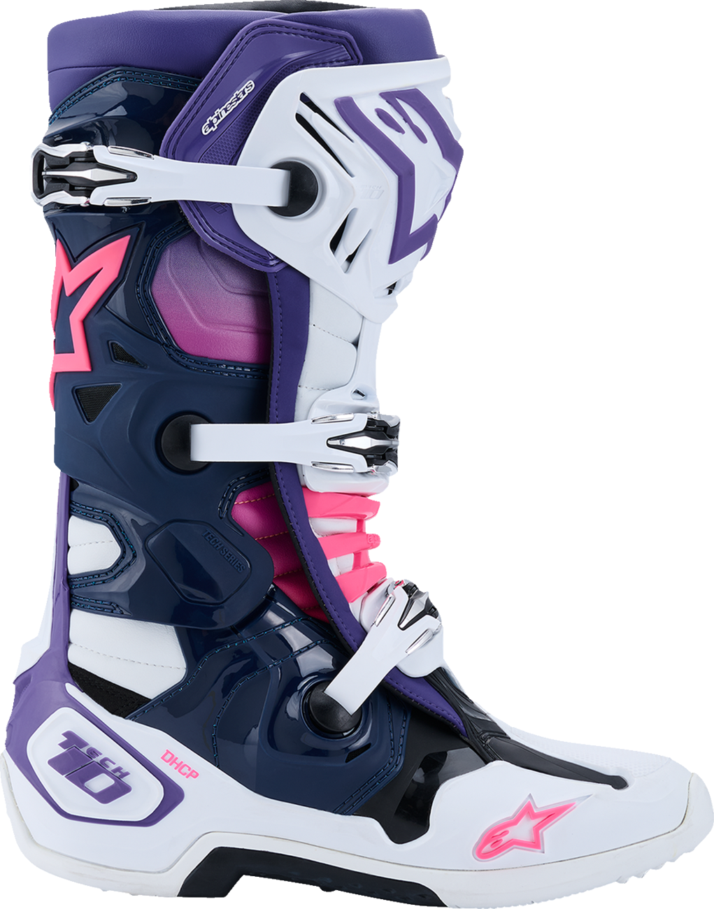 Alpinestars Tech 10 Boots - White/Violet/Navy/Pink Fluorescent