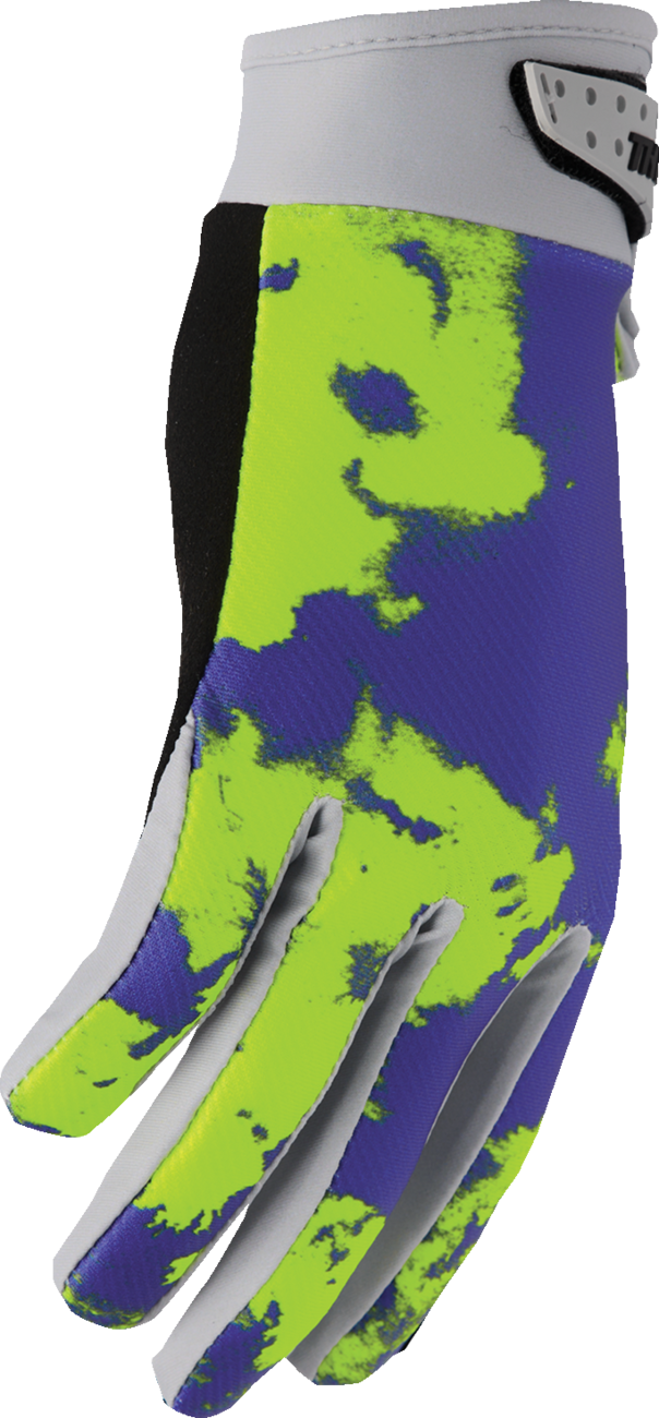 Thor Youth Launchmode Bleach Gloves - Gray/Acid