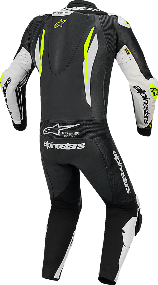 Alpinestars GP Tech v5 1-Piece Leather Suit - Black/White/Yellow Fluo