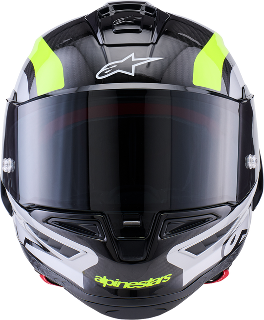Alpinestars Supertech R10 Helmet - 22.06 - Arius - Gloss Black/Silver/Yellow Fluo