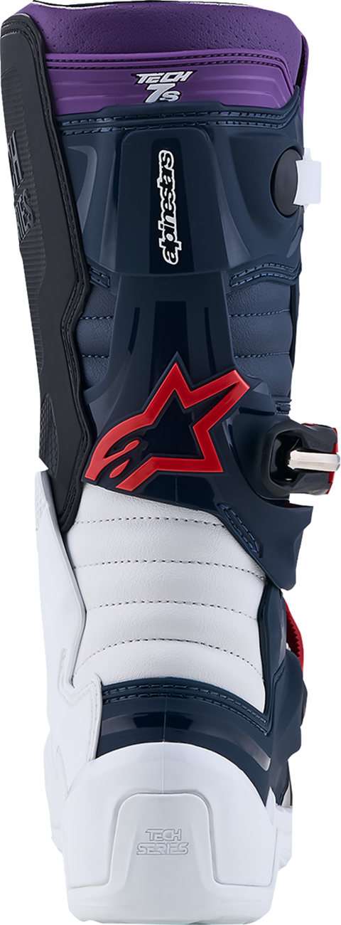 Alpinestars Youth Tech 7S Boots - Dark Blue/White/Black/Purple