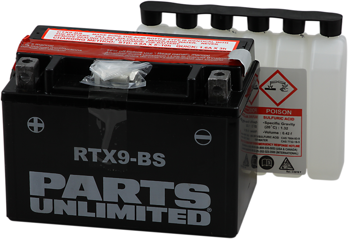 PARTS UNLIMITED AGM Battery - RTX9-BS .40 L CTX9-BS