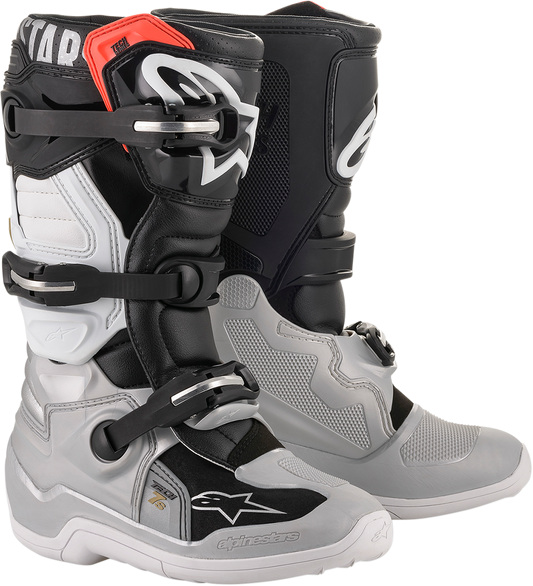 Alpinestars Youth Tech 7S Boots - Black/Silver/White/Gold