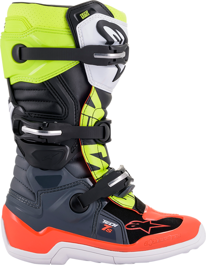 Alpinestars Youth Tech 7S Boots - Black/Gray/Red/White/Yellow
