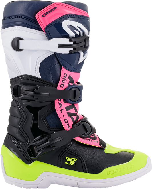Alpinestars Tech 3S Boots - Black/Blue/Pink/White/Yellow