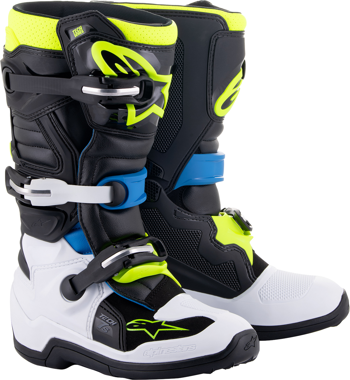 Alpinestars Youth Tech 7S Boots - Black/Blue/Yellow