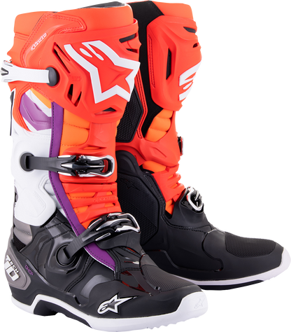 Alpinestars Tech 10 Boots - Black/Red/Orange/White