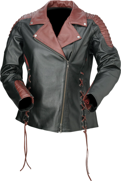 Z1R Women's Combiner Leather Jacket - Black/Red