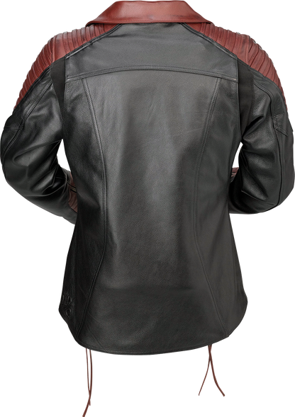 Z1R Women's Combiner Leather Jacket - Black/Red