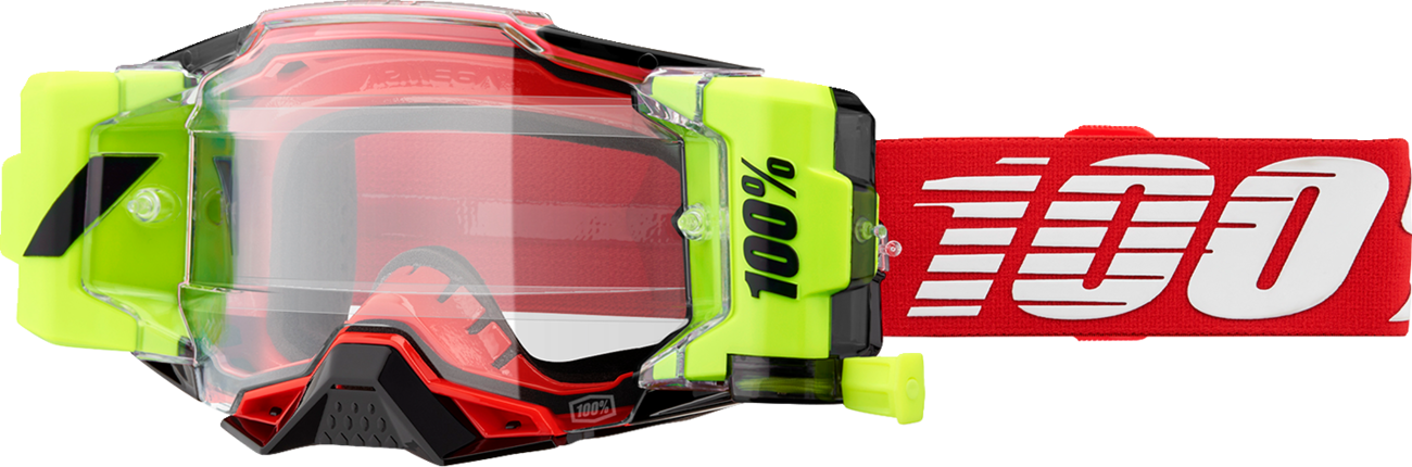 100% Armega Forecast Goggle - Roll-Off - Red - Clear Lens 50006-00008