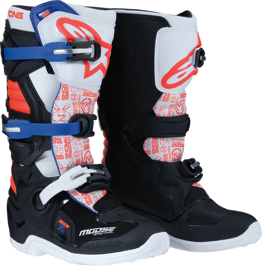Moose Offroad Youth Tech 7S Boots - Black/White/Red/Blue