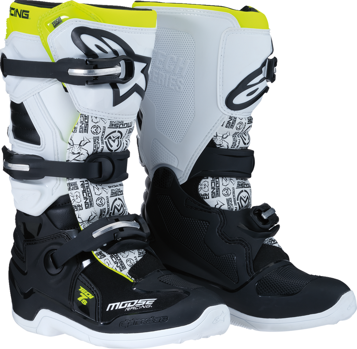 Moose Offroad Youth Tech 7S Boots - Black/White/Yellow