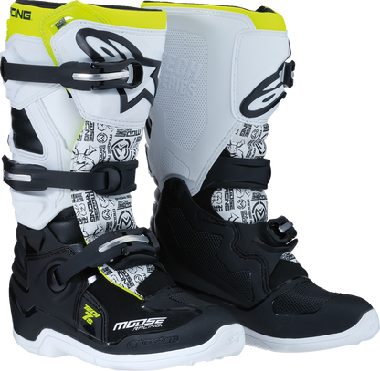 Moose Offroad Youth Tech 7S Boots - Black/White/Yellow