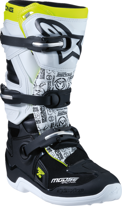 Moose Offroad Youth Tech 7S Boots - Black/White/Yellow