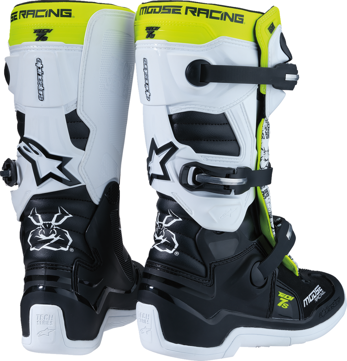 Moose Offroad Youth Tech 7S Boots - Black/White/Yellow