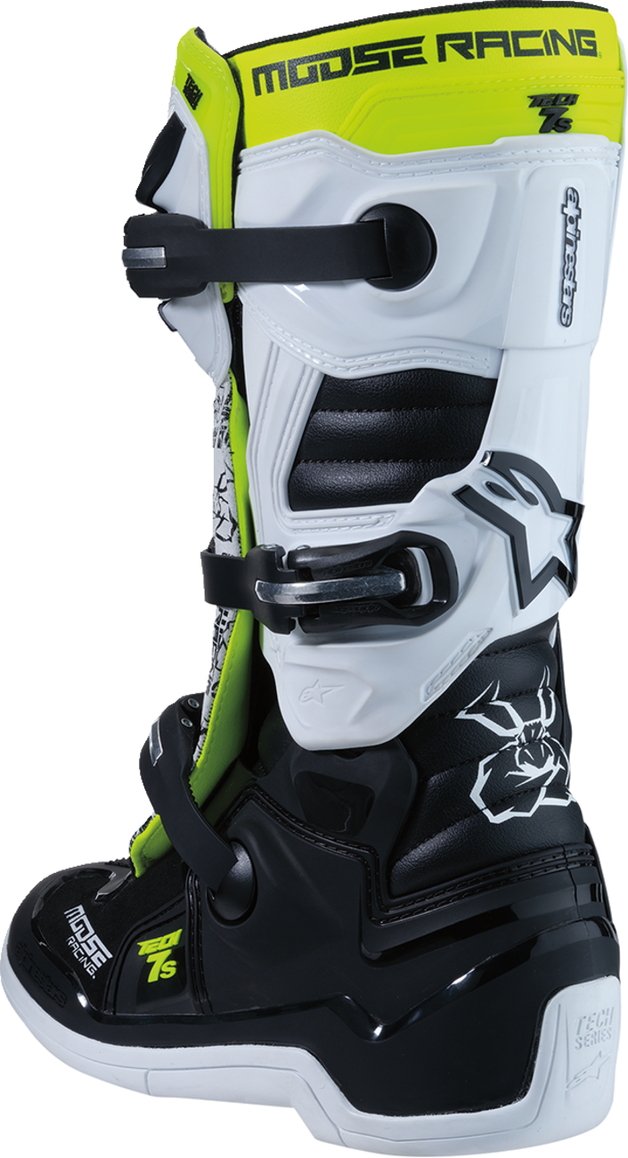 Moose Offroad Youth Tech 7S Boots - Black/White/Yellow