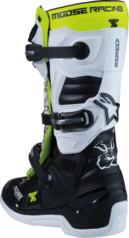 Moose Offroad Youth Tech 7S Boots - Black/White/Yellow