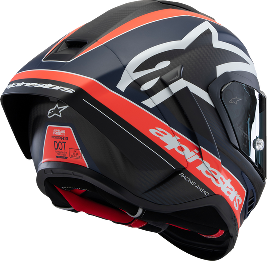 Alpinestars Supertech R10 Helmet - Team - Matte Black/Carbon Red Fluo/Blue